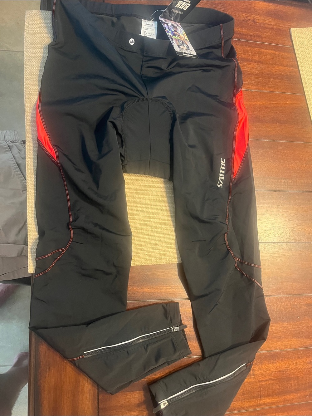 Bundle 86…Santic Women's Black & Red Cycling Tights pants padded xl